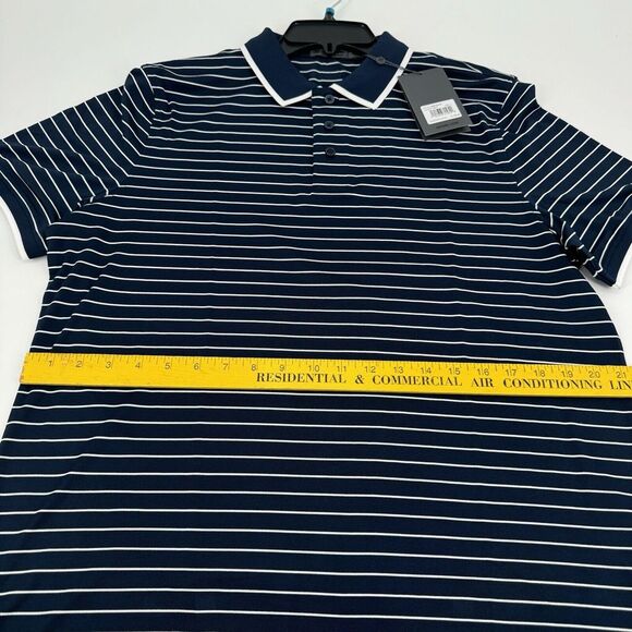 G/Fore Perforated Golf Polo Striped TWLT Navy Men's G4MS23K183 MSR-$120 - Picture 4 of 6